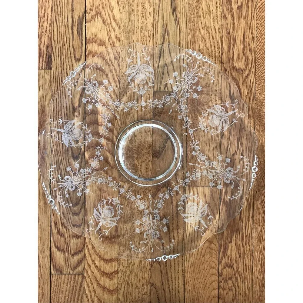 Helsey Orchid Crystal Waverly Pattern Platter - Picture 4 of 5